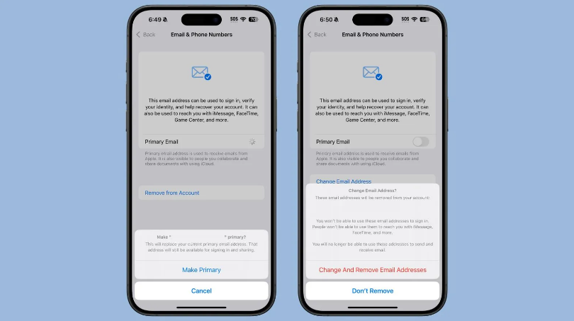瑞丽苹果手机维修分享苹果 iOS 18.1 支持设置“主要”邮箱地址并更改 iCloud 邮箱 